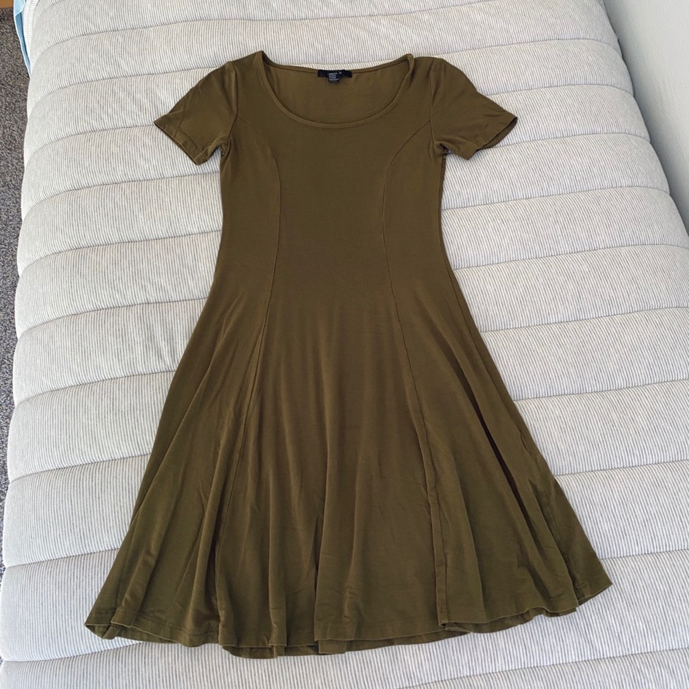 Olive green tee shirt dress